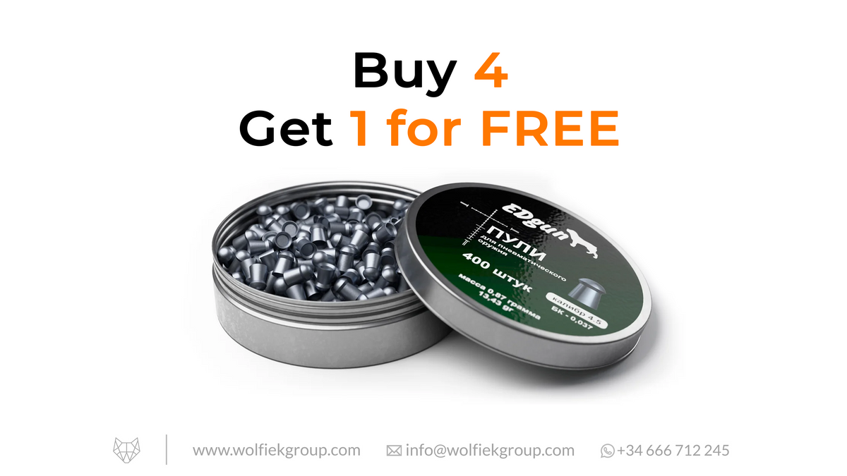 EDgun Premium Pellets Cal .177 (4.52mm) Weight 0,87g (13,43gr) with text buy 4 get 1 for free