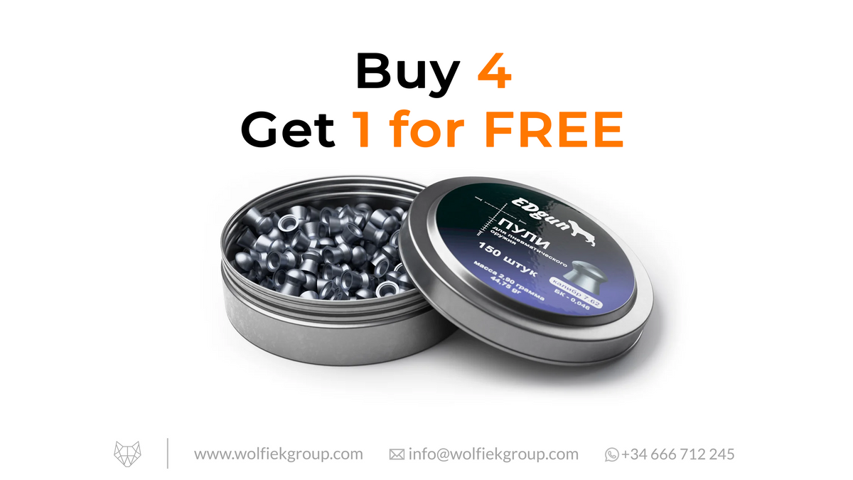 EDgun Premium Pellets Cal .30 (7,62mm) Weight: 2.9g (44,75gr) with text buy 4 get 1 for free